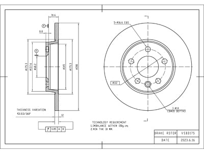 Brake Disc - VSBD175